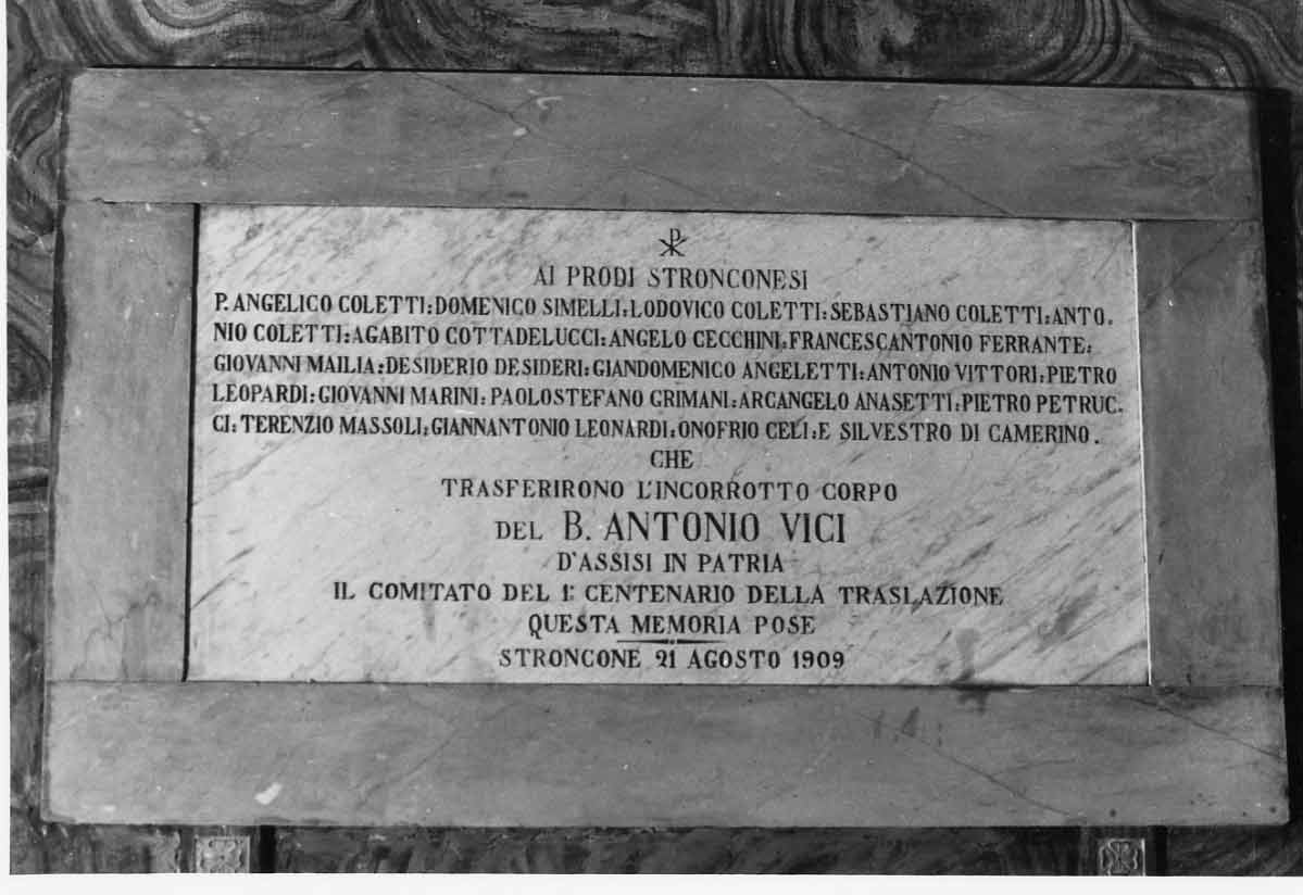 lapide celebrativa, opera isolata - bottega umbra (sec. XX)