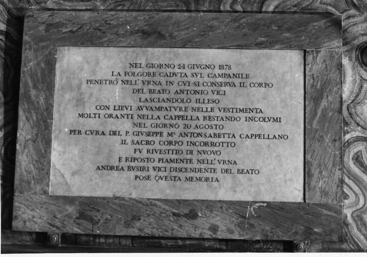 lapide commemorativa, opera isolata - bottega umbra (fine sec. XIX)