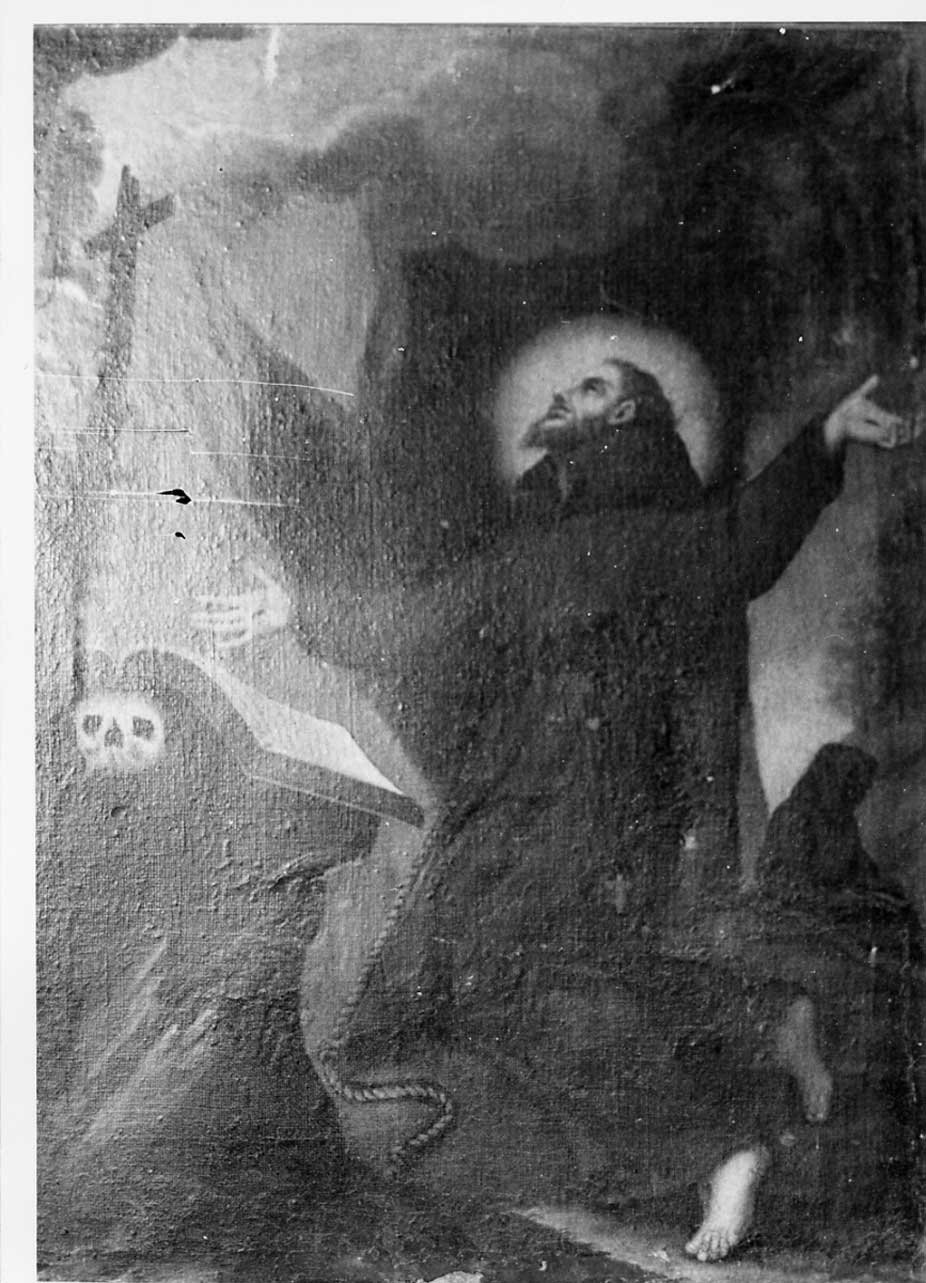 San Francesco d'Assisi in preghiera davanti alla croce (dipinto, opera isolata) - ambito Italia centrale (sec. XVII)