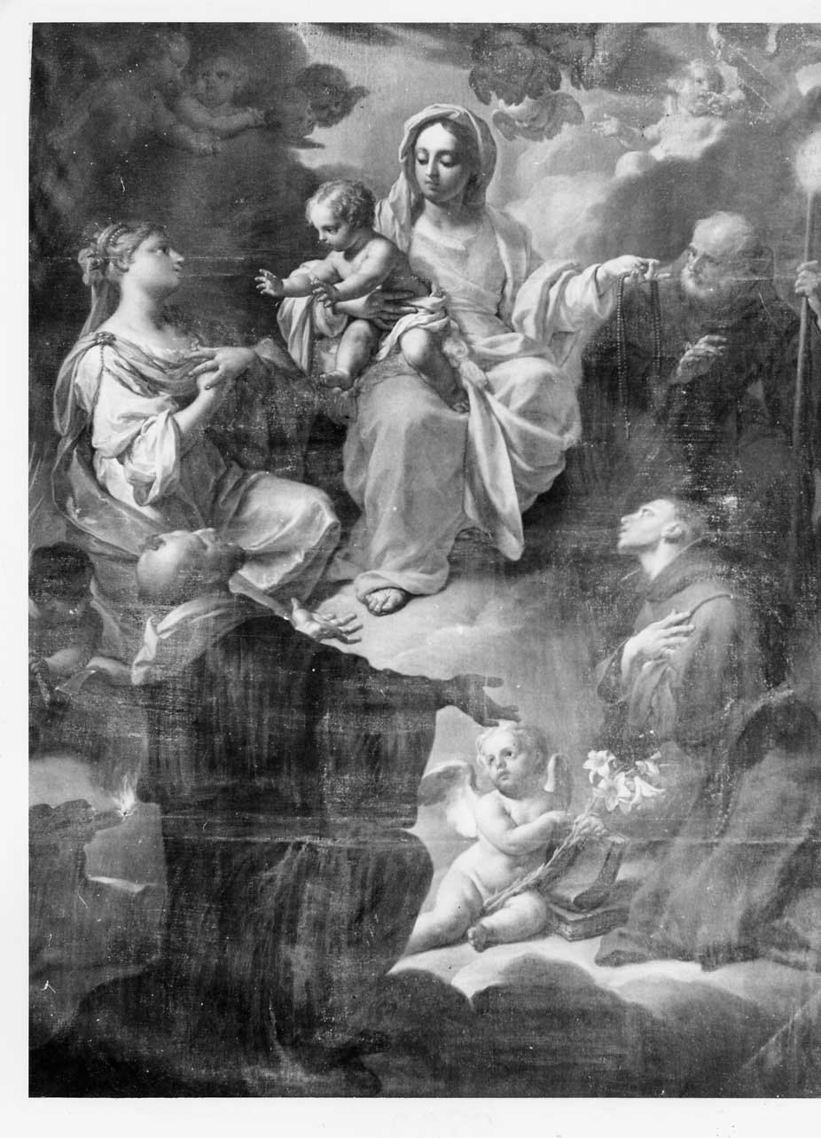Madonna del Rosario (dipinto, opera isolata) di Trevisani Francesco (attribuito) (sec. XVIII)