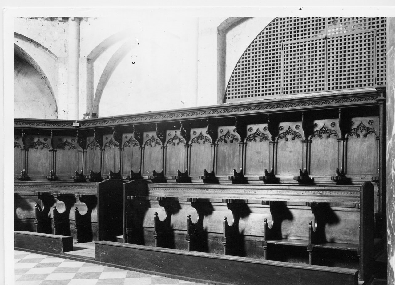 stalli del coro, insieme - bottega Italia centrale (sec. XV)