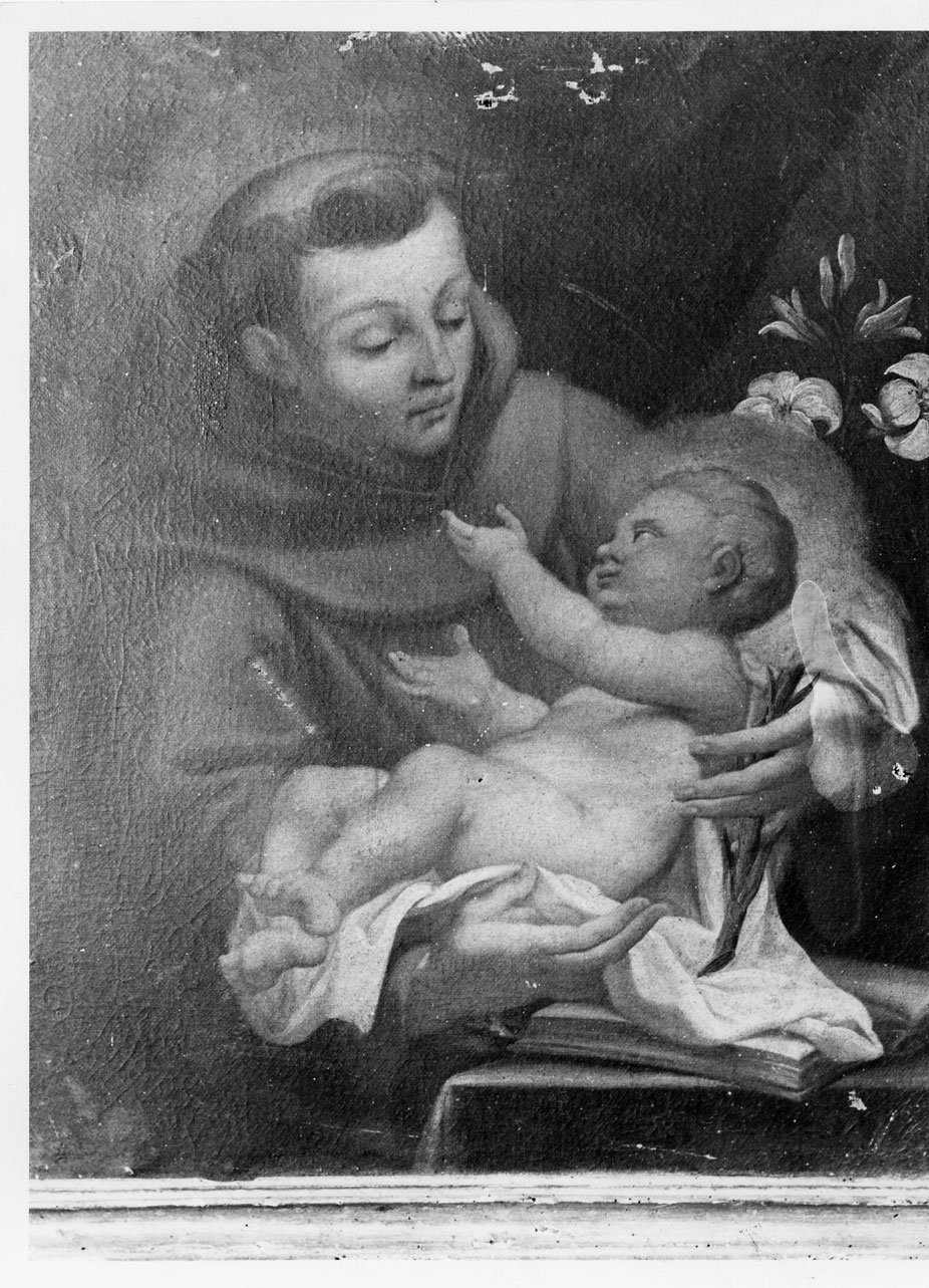 Sant'Antonio da Padova con il bambino (dipinto, opera isolata) - ambito Italia centrale (sec. XVIII)