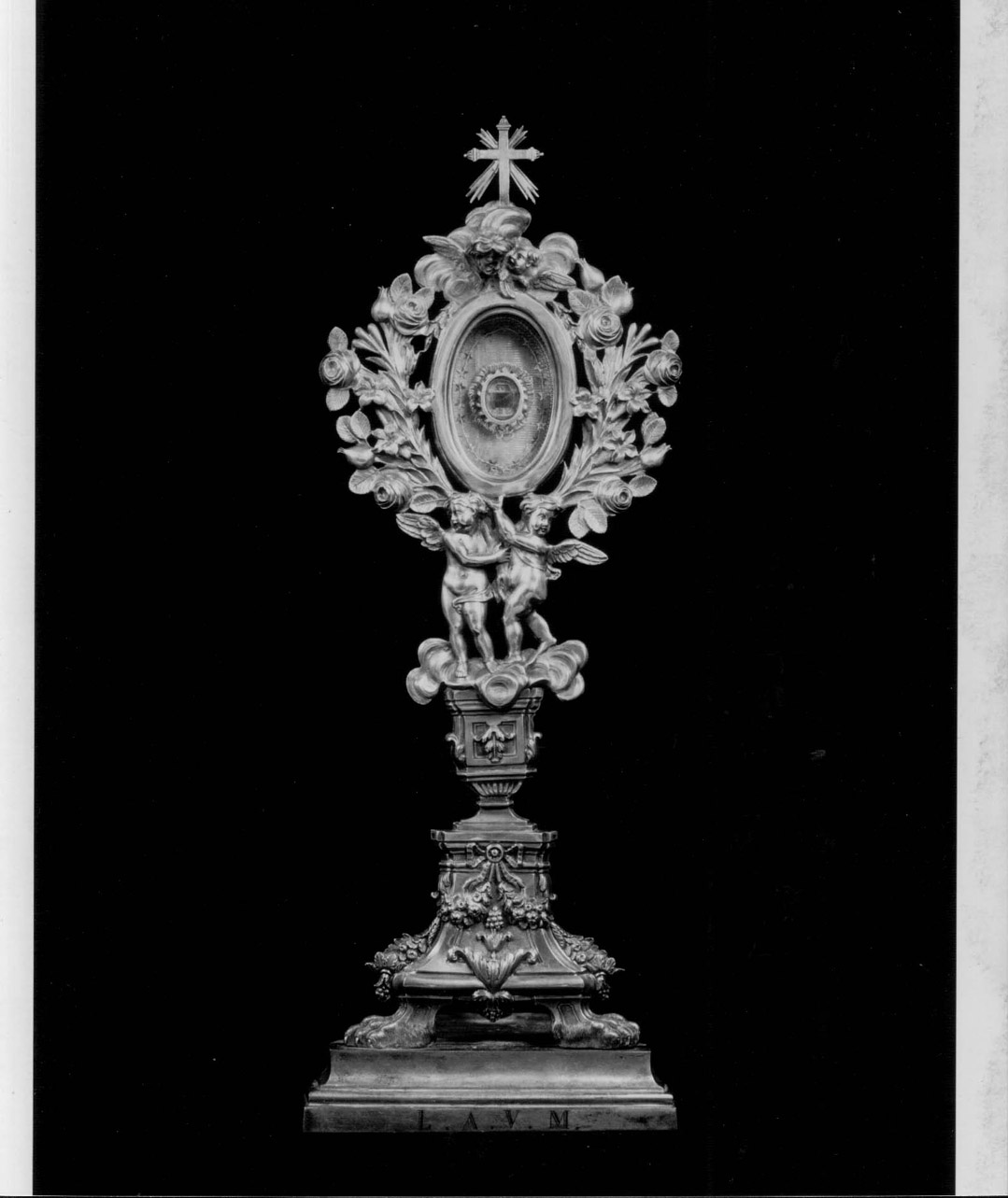 angeli con ghirlande di fiori (reliquiario - a ostensorio, opera isolata) - bottega Italia centrale (fine/inizio secc. XVIII/ XIX)