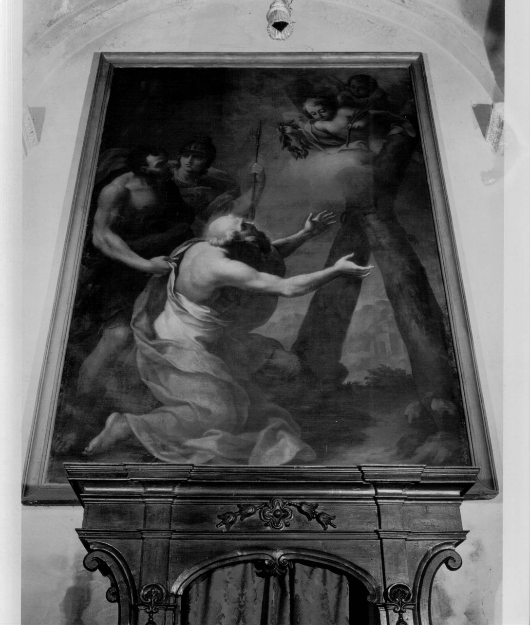 crocifissione di Sant'Andrea (dipinto, opera isolata) di Troppa Girolamo (cerchia) (primo quarto sec. XVIII)