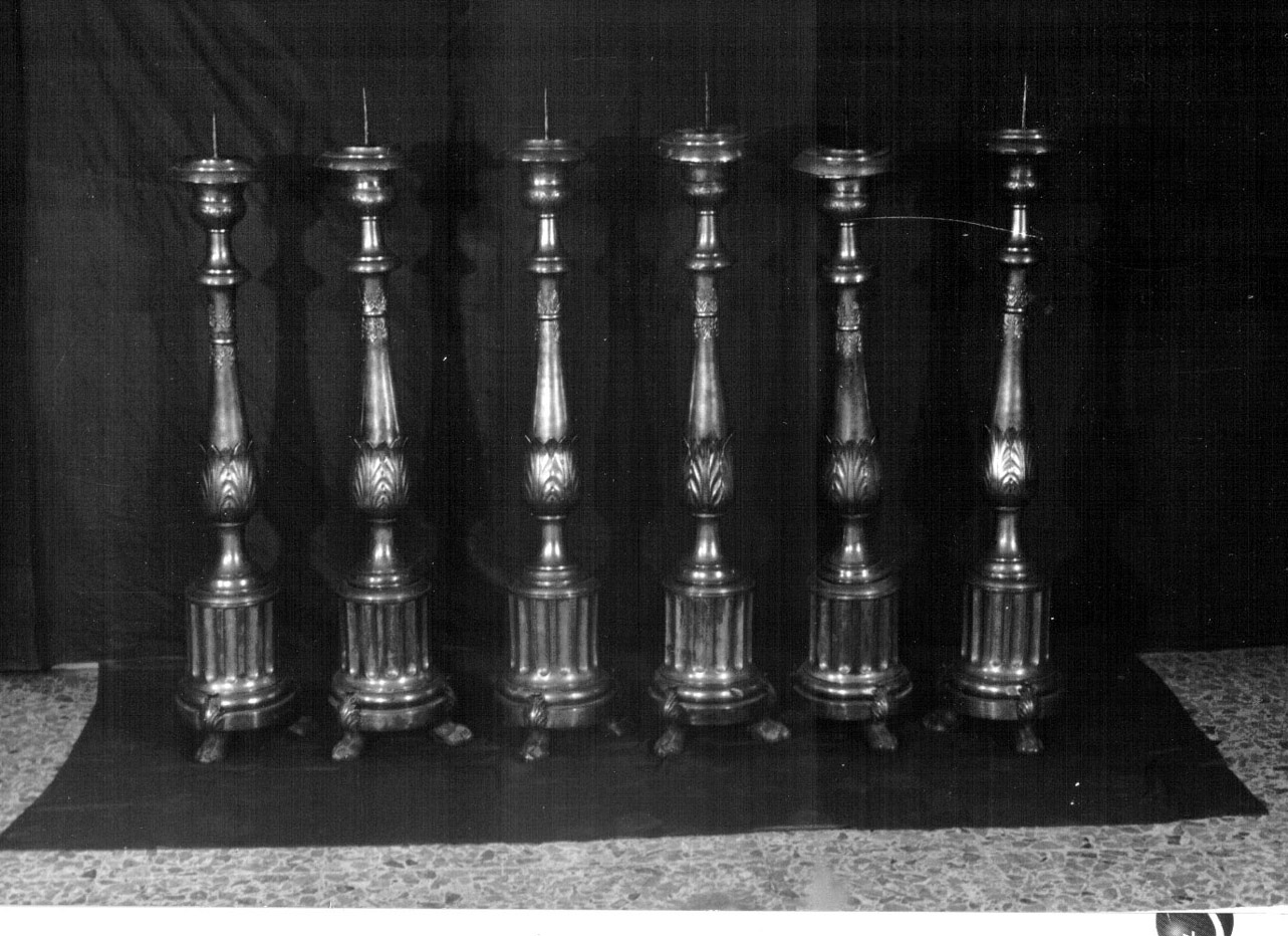 candeliere d'altare, serie - bottega Italia centrale (metà sec. XIX)