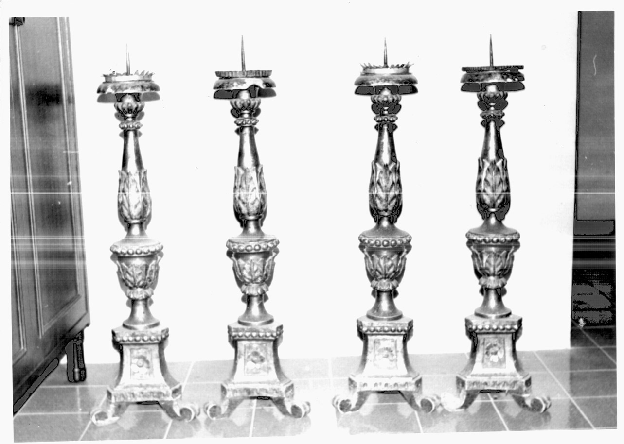 candeliere d'altare, serie - bottega Italia centrale (seconda metà sec. XIX)