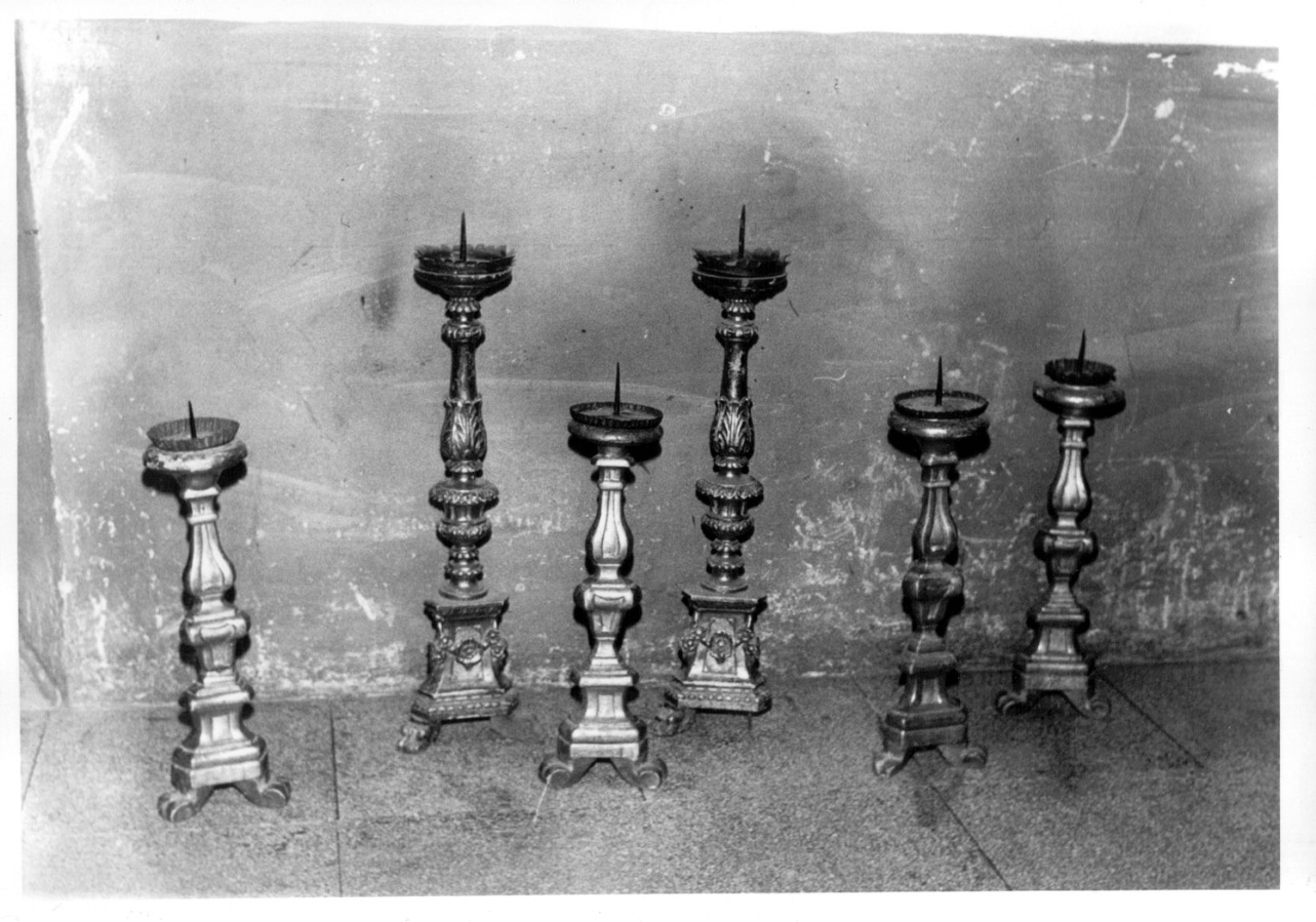 candeliere d'altare, coppia - bottega Italia centrale (terzo quarto sec. XIX)