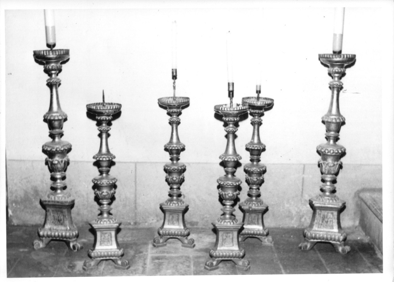 candeliere d'altare, serie - bottega Italia centrale (seconda metà sec. XVIII)