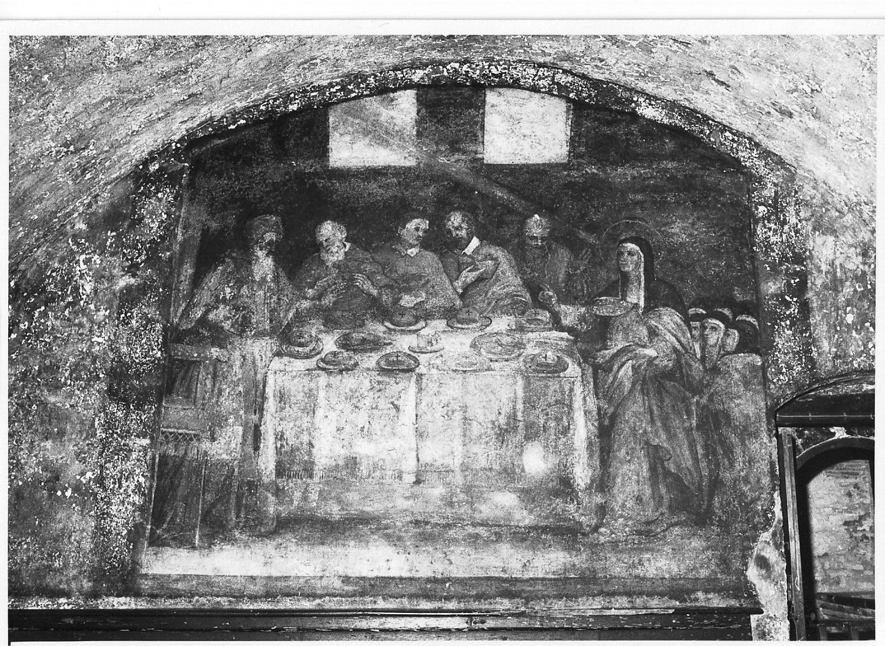Santa Chiara benedice i pani a San Damiano (dipinto, elemento d'insieme) di Doni Adone detto Doni Dono (terzo quarto sec. XVI)