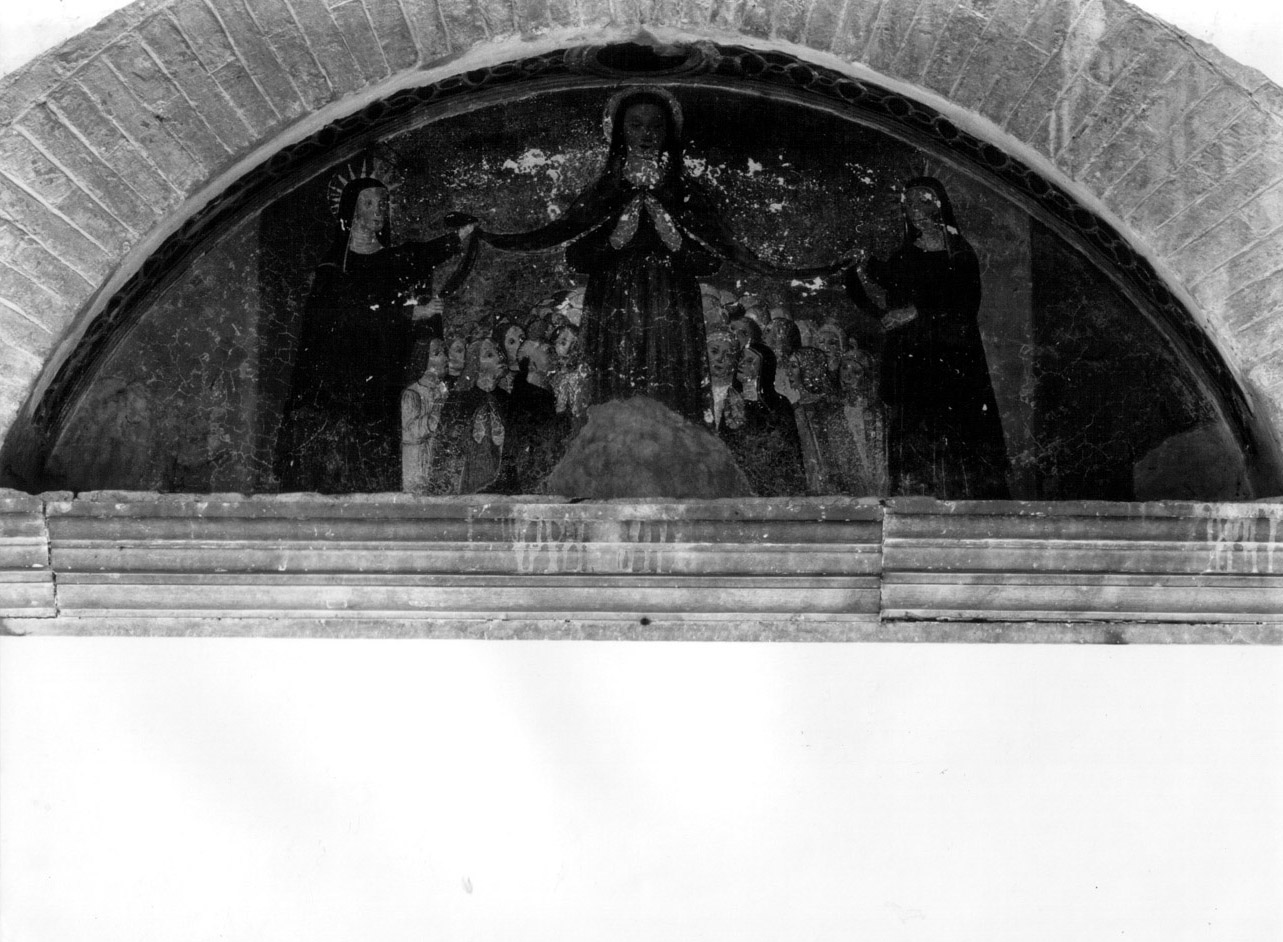Madonna della Misericordia (dipinto, opera isolata) di Melanzio Francesco (inizio sec. XVI)