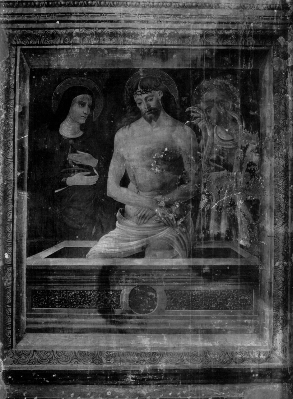 Cristo in pietà (dipinto, opera isolata) di Melanzio Francesco (attribuito) (inizio sec. XVI)