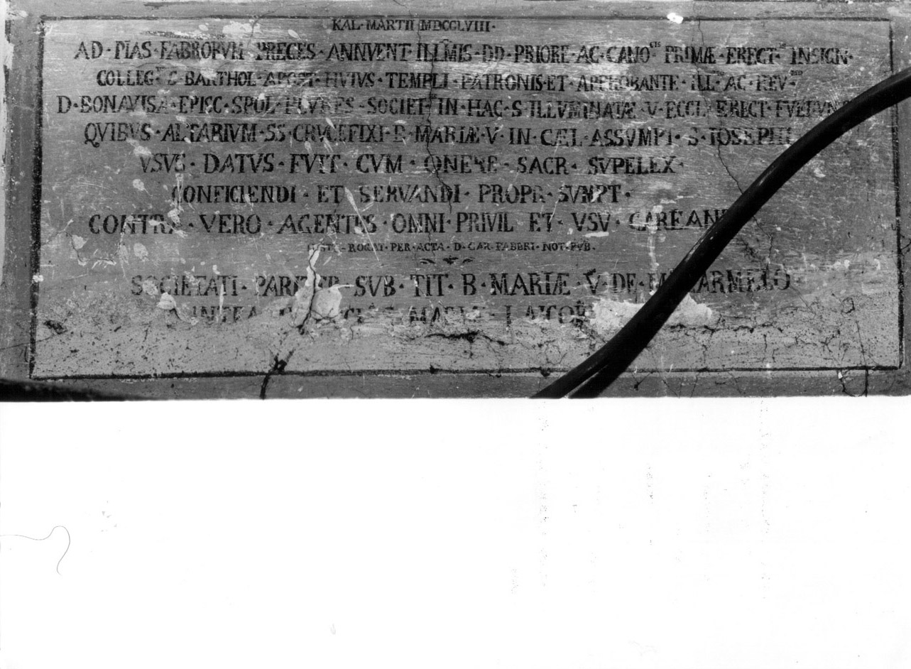 iscrizione (lapide, opera isolata) - bottega umbra (metà sec. XVIII)