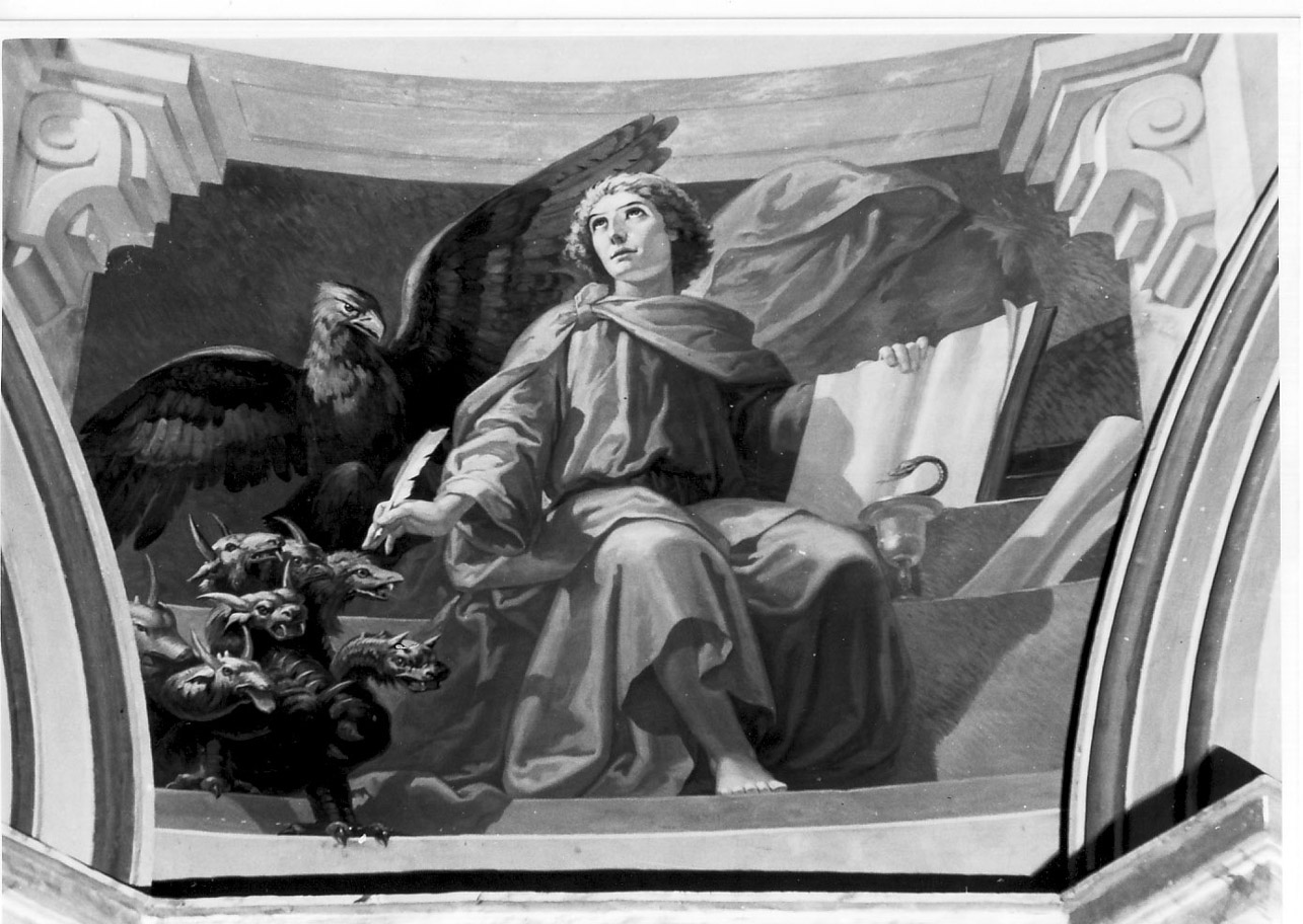 San Giovanni Evangelista (dipinto, ciclo) di Conti Giovanni Battista, Albani Alberto, Carlucci Alfredo (secondo quarto sec. XX)