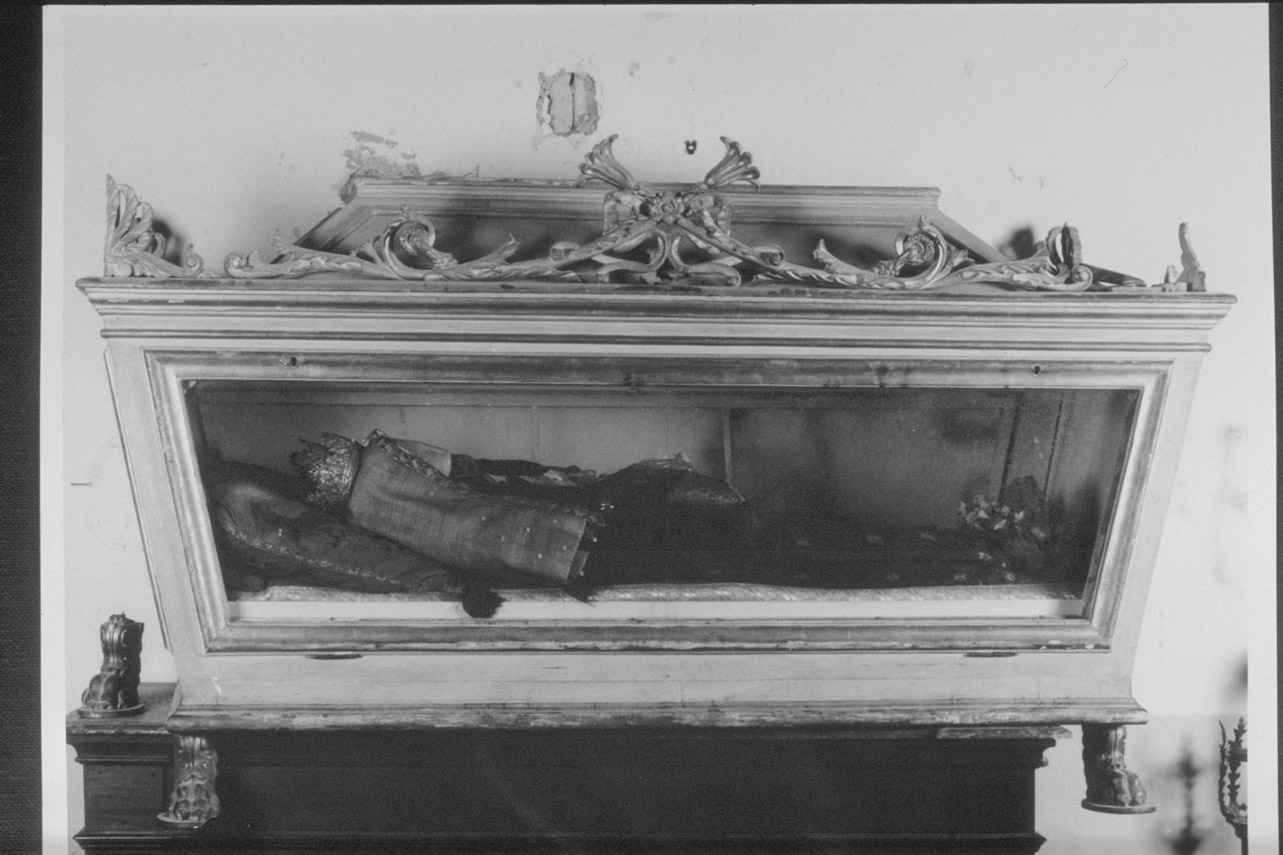 reliquiario a teca - a sarcofago, opera isolata - bottega Italia centrale (prima metà sec. XIX)