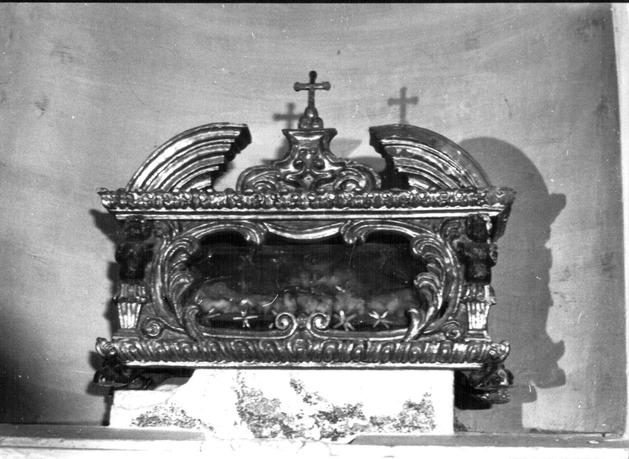reliquiario a teca - a urna, coppia - bottega Italia centrale (prima metà sec. XVII)