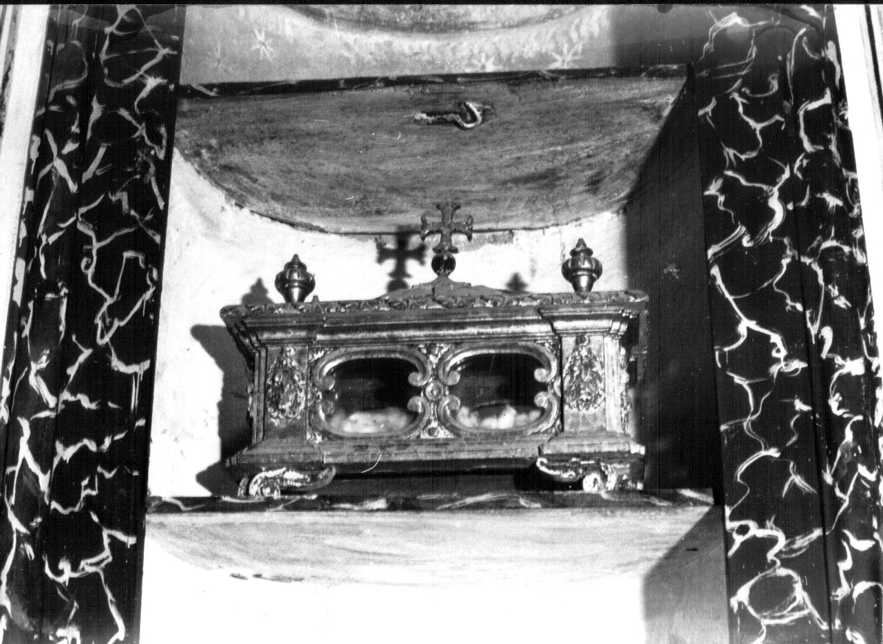 reliquiario a teca - a urna, opera isolata - bottega Italia centrale (prima metà sec. XVII)