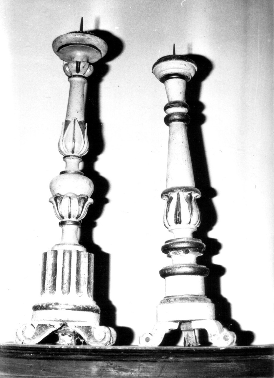 candeliere d'altare, serie - bottega Italia centrale (metà sec. XIX)