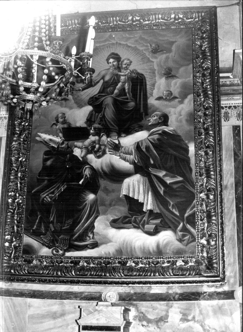 Madonna con Bambino in gloria e santi (dipinto, opera isolata) di Balmas Domenico (primo quarto sec. XX)