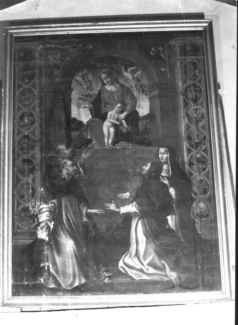Madonna del Rosario con San Domenico e Santa Caterina, santi e misteri del rosario (dipinto, opera isolata) - ambito Italia centrale (fine/inizio secc. XVI/ XVII)