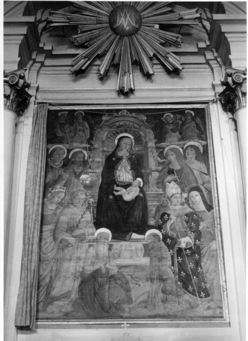 Madonna con Bambino in trono tra santi (pala d'altare, elemento d'insieme) di Melanzio Francesco (primo quarto sec. XVI)