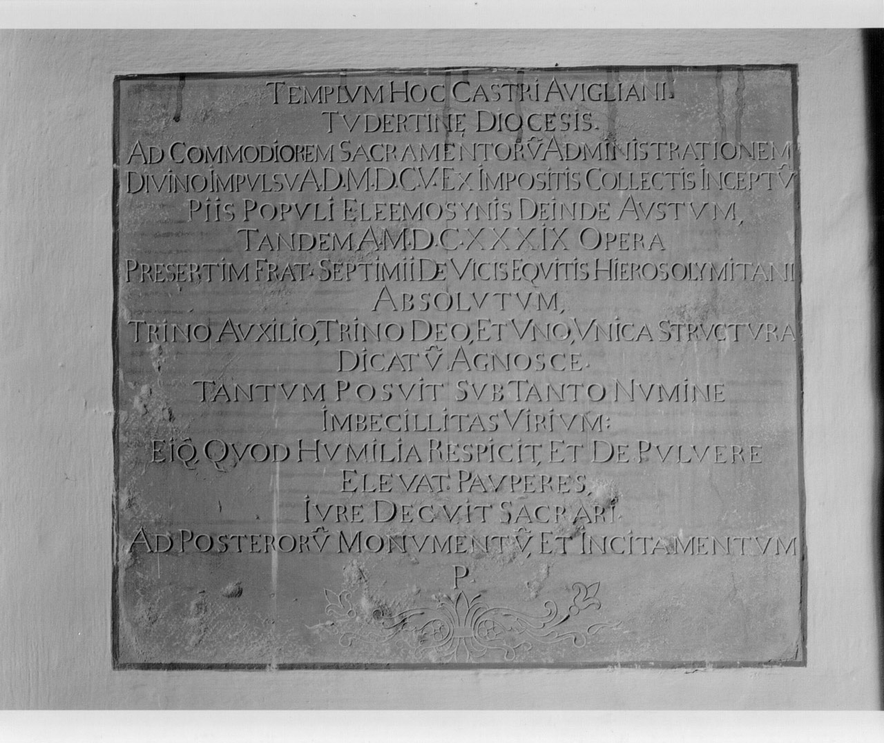 lapide commemorativa, opera isolata - bottega umbra (secondo quarto sec. XVII)