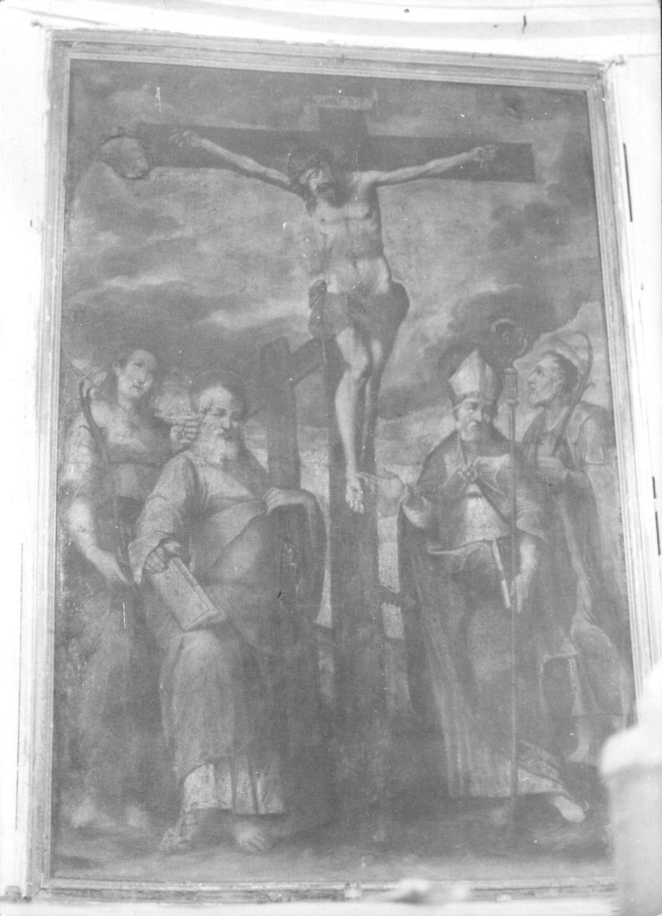 Cristo crocifisso tra santi (dipinto, opera isolata) - ambito Italia centrale (fine/inizio secc. XVI/ XVII)