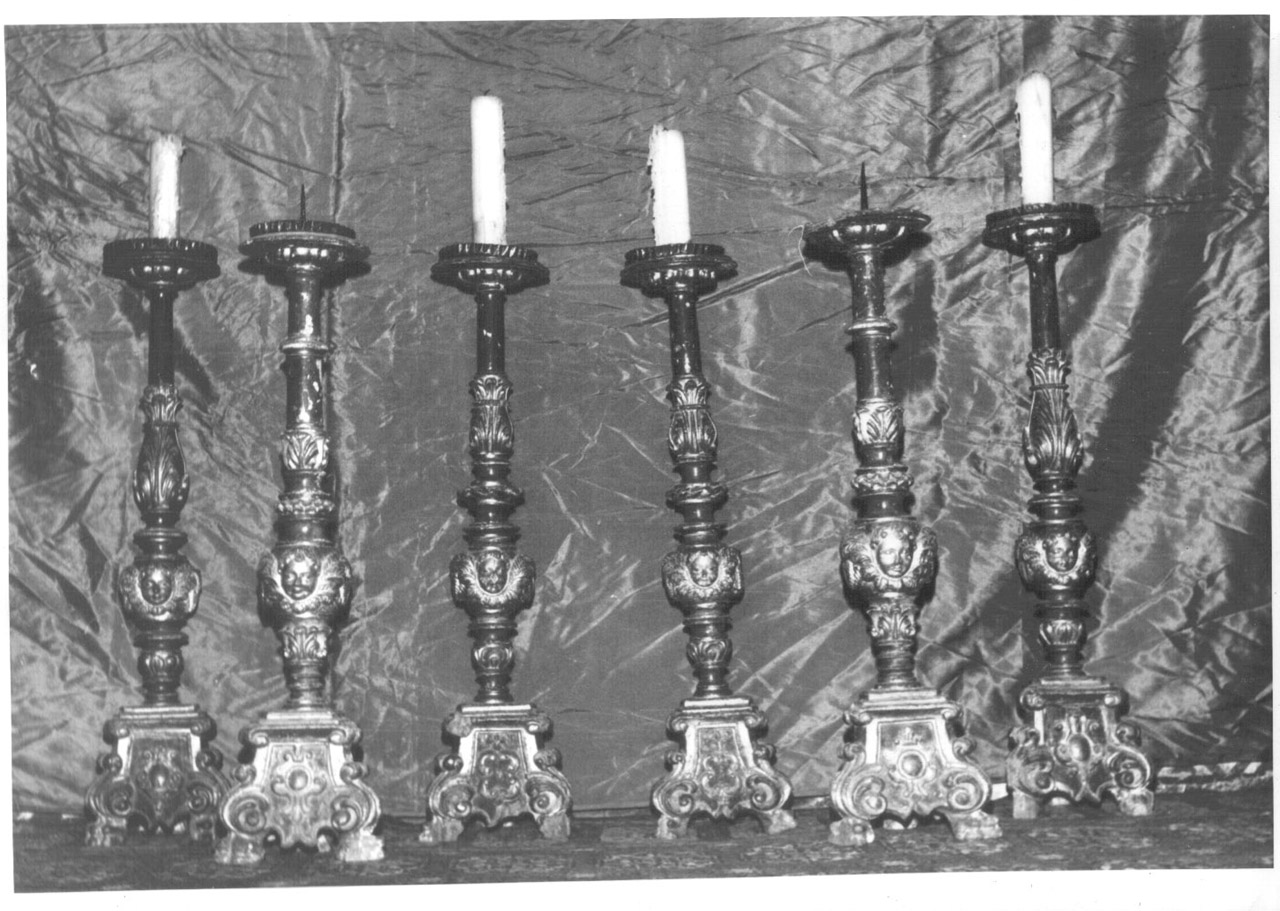 candeliere d'altare, serie - bottega Italia centrale (prima metà sec. XVII)
