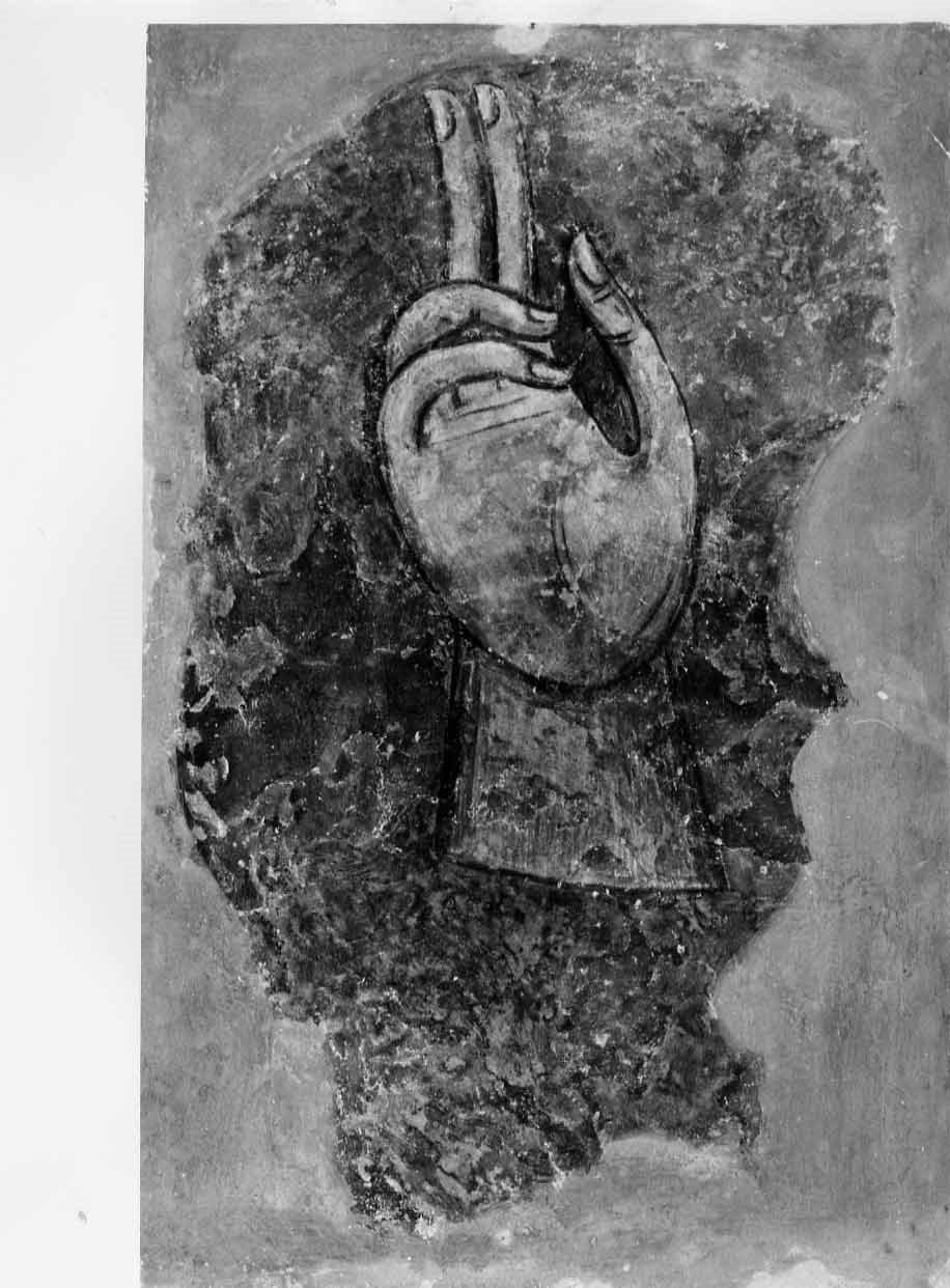 croce e mano benedicente (dipinto, opera isolata) - ambito umbro (sec. XIII)