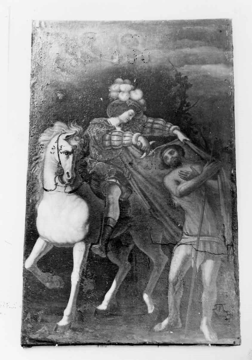 San Martino dona parte del mantello al povero (dipinto, opera isolata) di Spacca Ascensidonio detto Fantino (cerchia) (primo quarto sec. XVII)