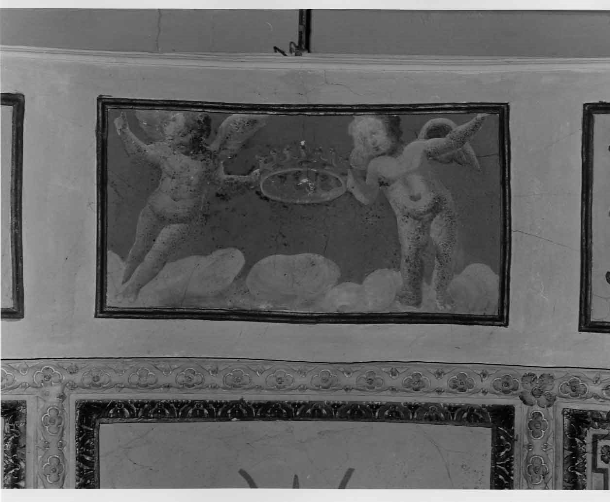 angeli reggicorona (dipinto, opera isolata) - ambito italiano (sec. XVII)
