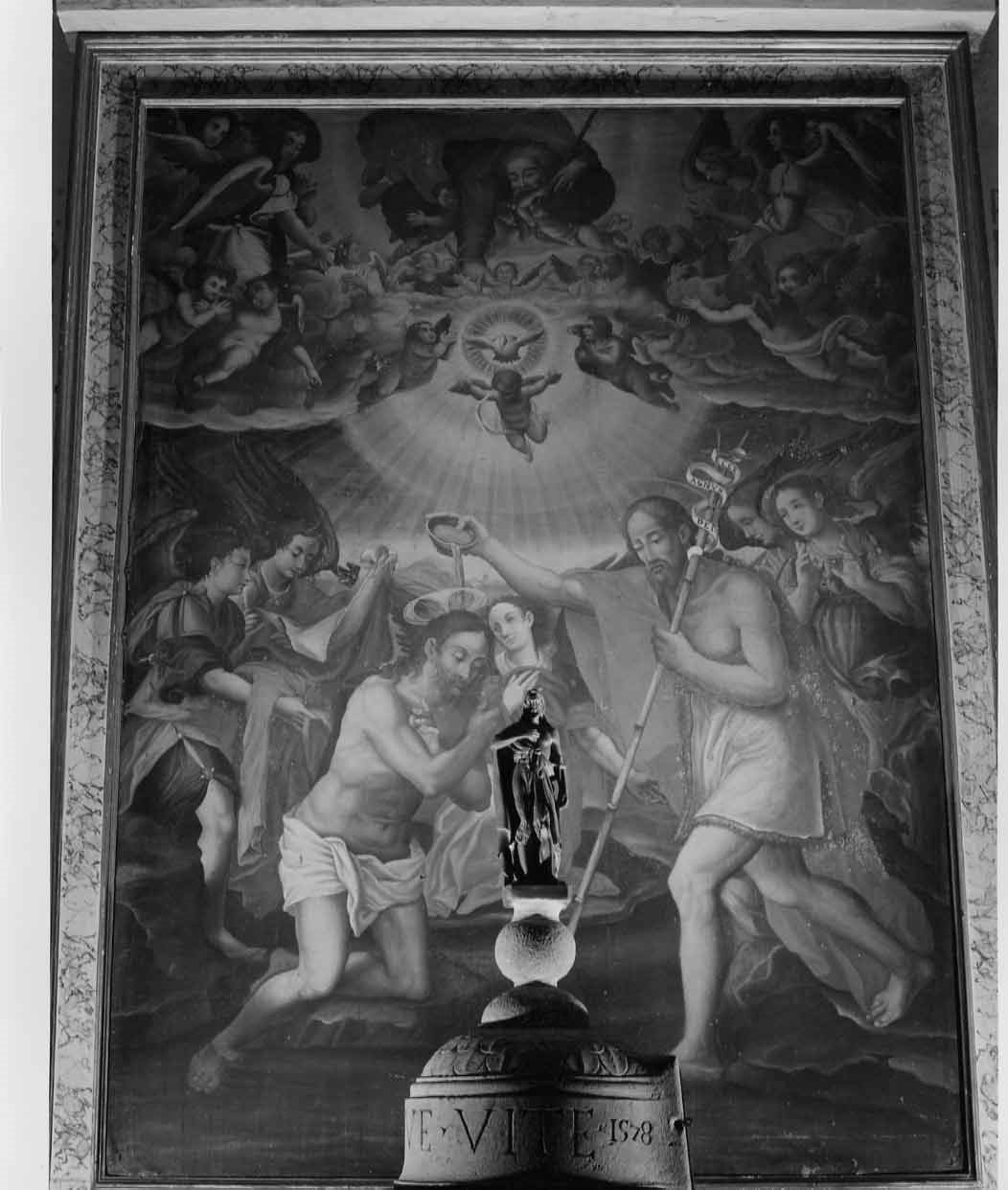 battesimo di Cristo (dipinto, opera isolata) di Spolti Rutilio (attribuito) (sec. XVII)