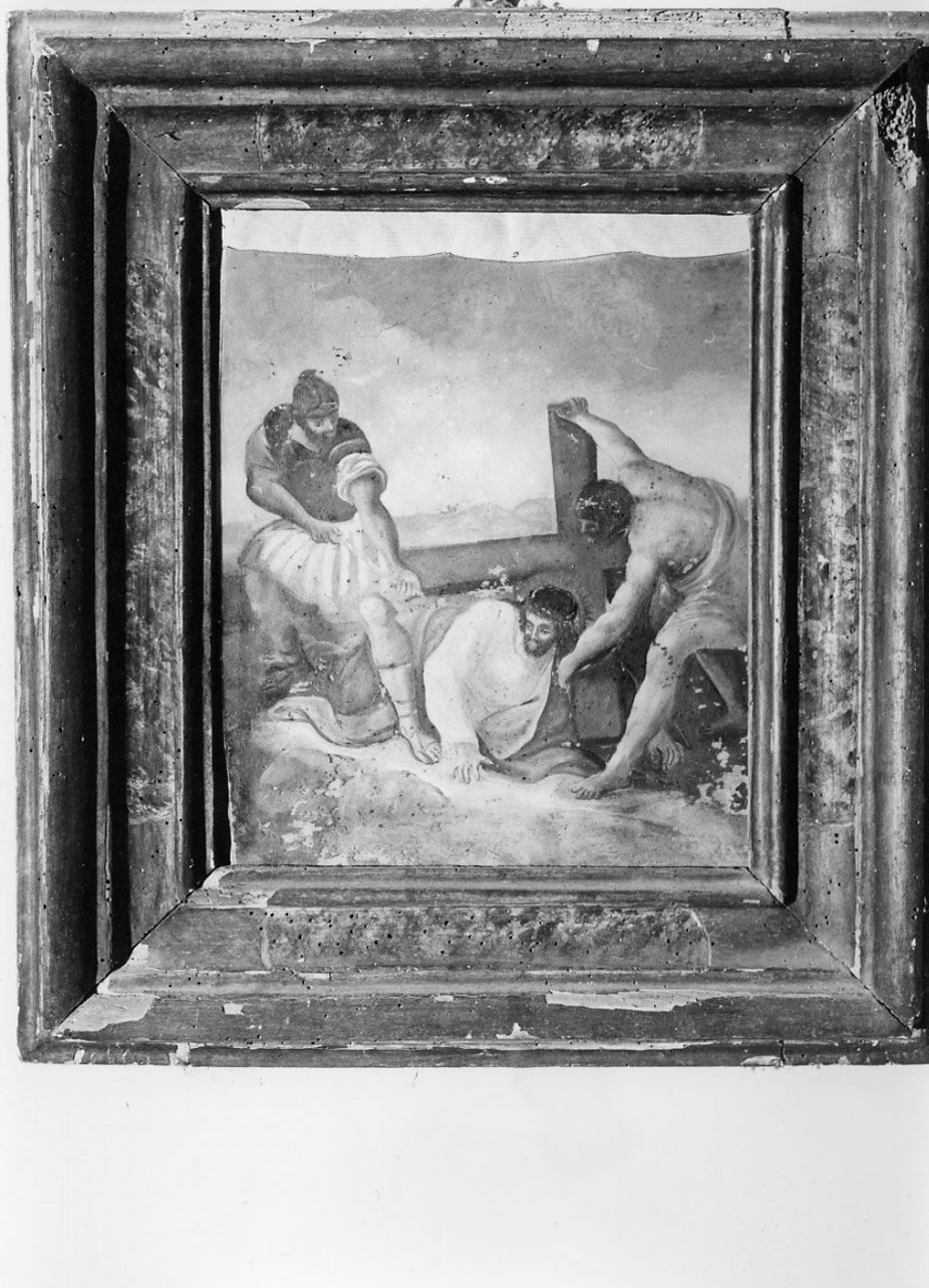 Cristo cade sotto la croce (Via Crucis, elemento d'insieme) - ambito Italia centrale (seconda metà sec. XVI)