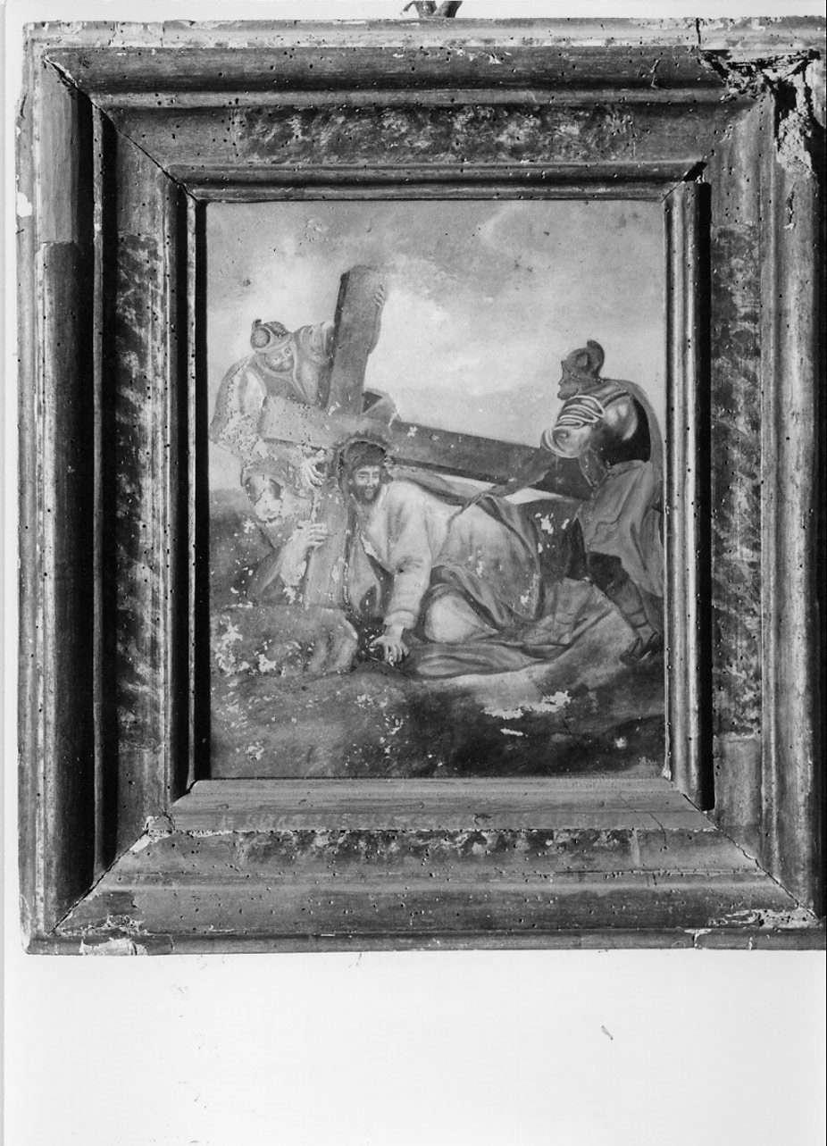 Cristo cade sotto la croce (Via Crucis, elemento d'insieme) - ambito Italia centrale (seconda metà sec. XVI)