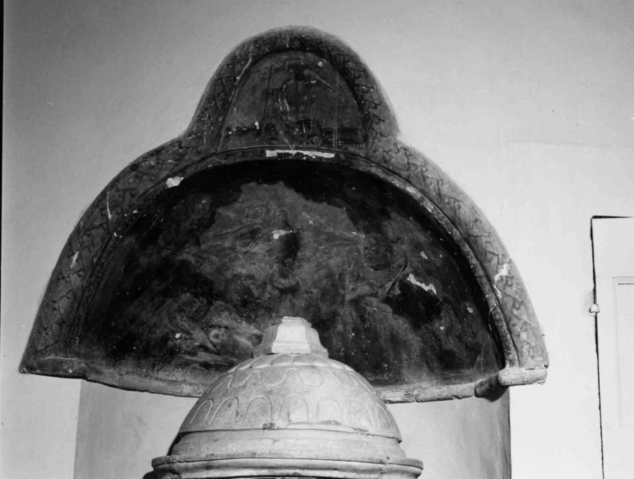 S. Michele arcangelo su di una sella (stemma di Sellano), cherubini e lo Spirito Santo, San Michele Arcangelo (dipinto, opera isolata) - ambito umbro (secc. XVII/ XVIII)