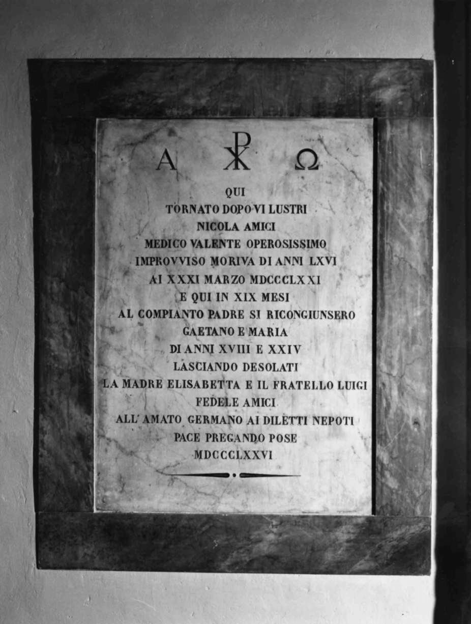 lapide tombale, opera isolata - bottega umbra (sec. XIX)