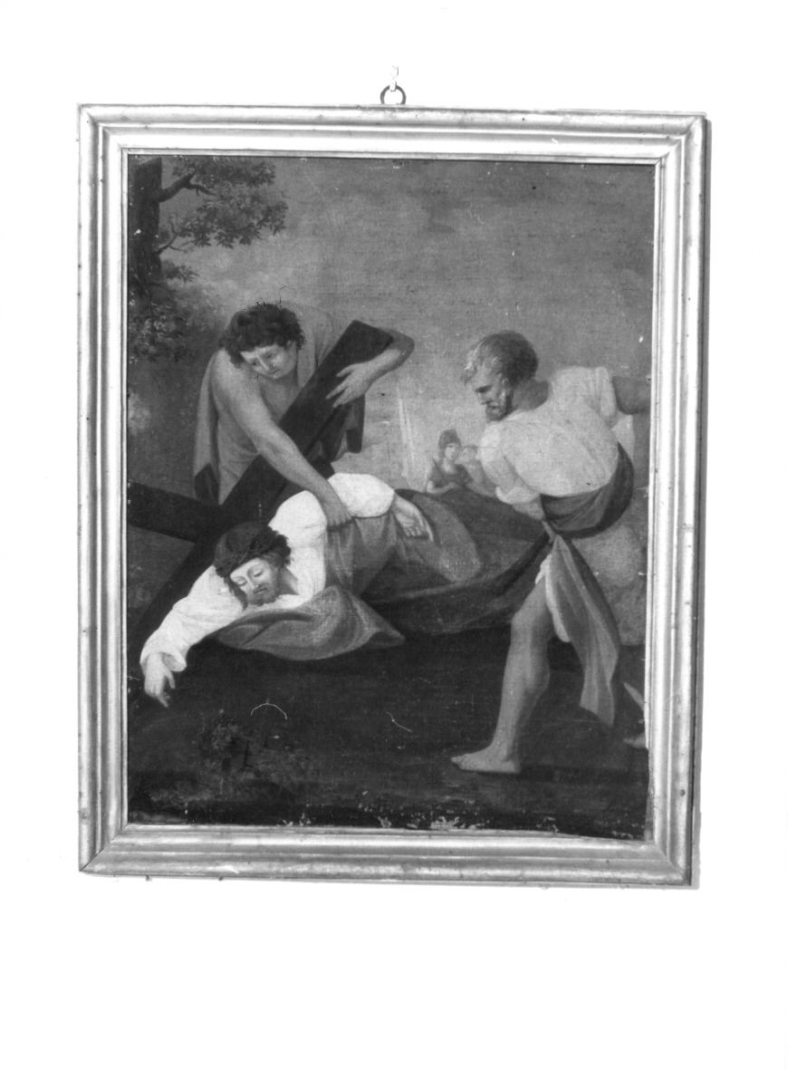 stazione VII: Gesù cade sotto la croce la seconda volta (dipinto, elemento d'insieme) - ambito umbro (sec. XVII)