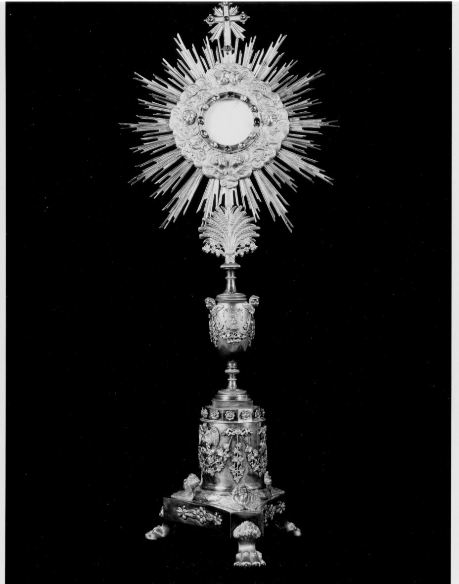 ostensorio - a raggiera, opera isolata - bottega italiana (fine/inizio secc. XVIII/ XIX)