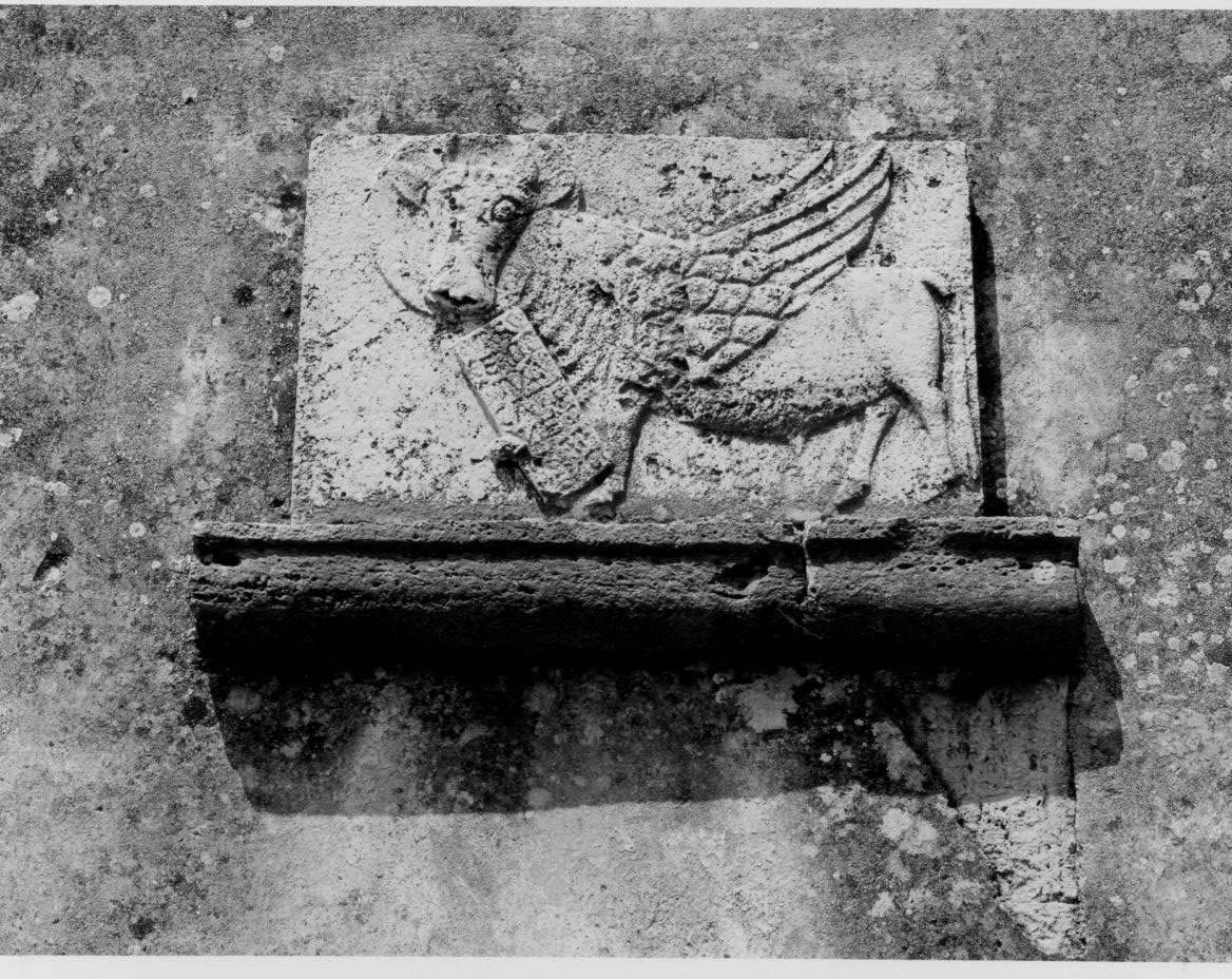 simbolo di San Luca: bue (rilievo, elemento d'insieme) - bottega umbra (sec. XIII)