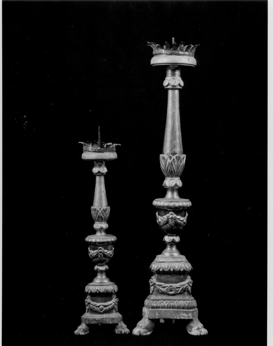 candeliere d'altare, serie - bottega umbra (secc. XVIII/ XIX)