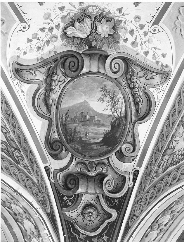 paesaggio con architetture (dipinto, elemento d'insieme) - ambito umbro (prima metà sec. XVII)