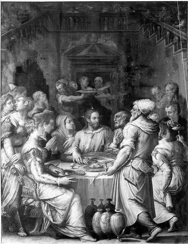 nozze di Cana (dipinto, opera isolata) di Vasari Giorgio (attribuito) (sec. XVI)