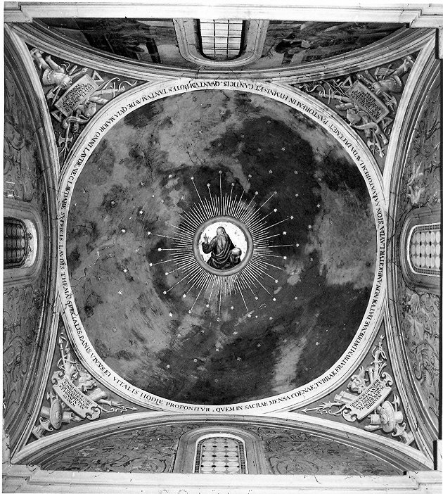 Dio Padre benedicente (dipinto, insieme) di Caporali Giovan Battista detto Bitte (attribuito) (sec. XVI)