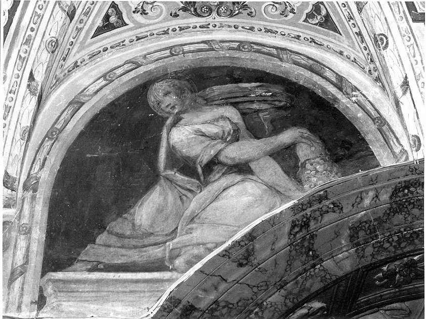 figura allegorica femminile (dipinto, elemento d'insieme) di Bisconti Gianmaria (attribuito) (seconda metà sec. XVI)