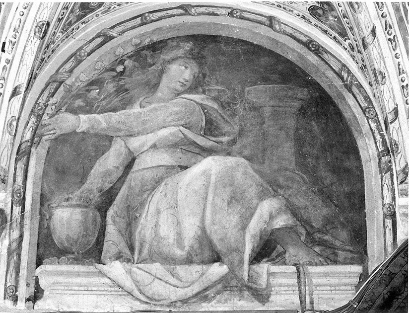 figura allegorica femminile (dipinto, elemento d'insieme) di Bisconti Gianmaria (attribuito) (seconda metà sec. XVI)