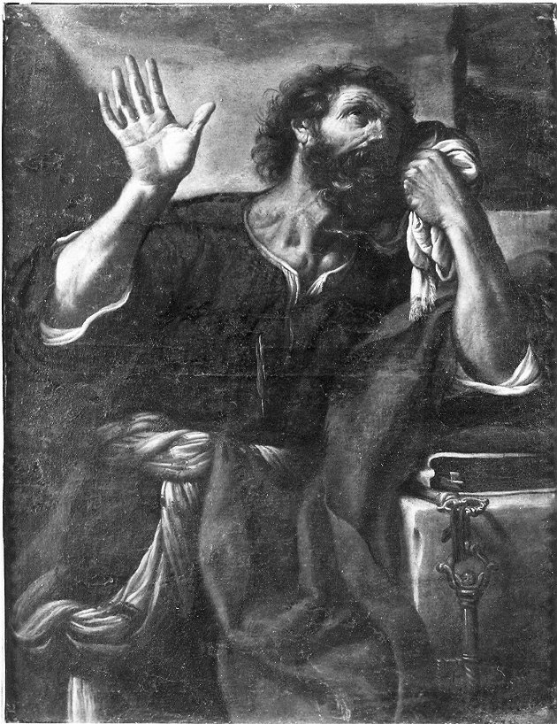 San Pietro (dipinto, opera isolata) di Barbieri Giovan Francesco detto Guercino (bottega) (sec. XVII)