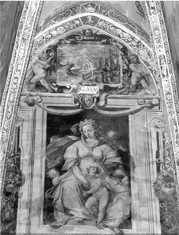 Carità (dipinto, elemento d'insieme) di Pecennini Scilla (attribuito), D'Alessandro Pietro (attribuito) (sec. XVI)