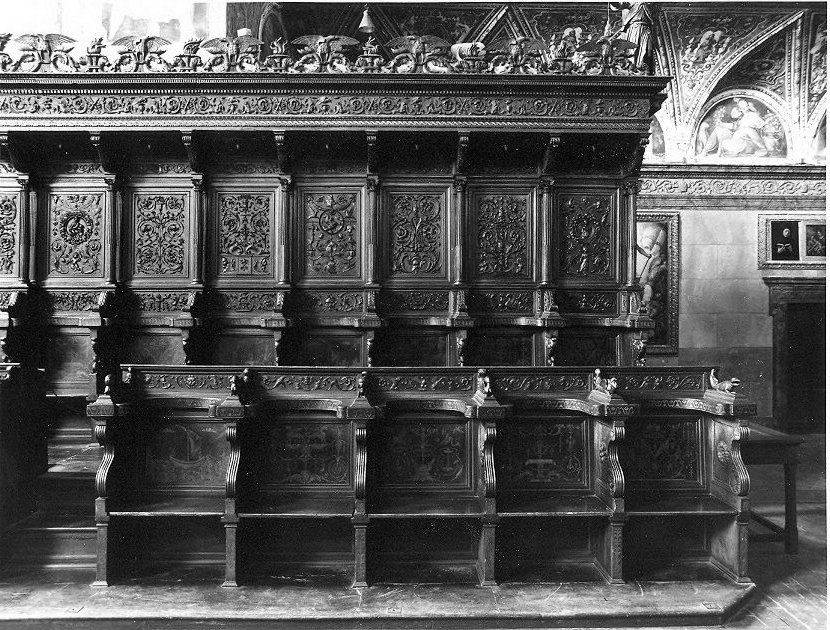 stalli del coro, elemento d'insieme di Di Antoniolo Zambelli Stefano (e aiuti) (sec. XVI)