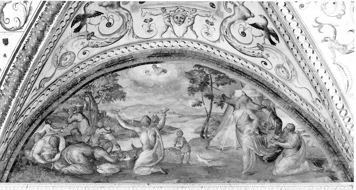 caduta della manna (dipinto, elemento d'insieme) - ambito fiammingo (sec. XVI)