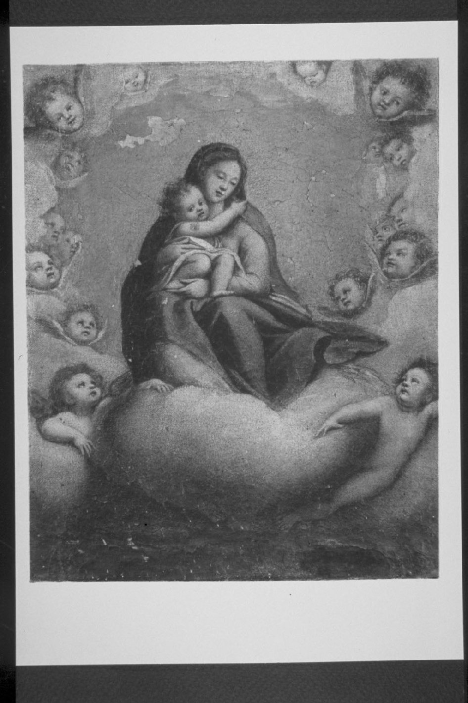 Madonna in Gloria, Madonna con Bambino e angeli (dipinto, opera isolata) - ambito umbro (sec. XVII)
