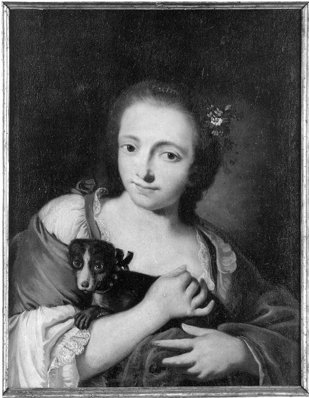 ritratto di giovinetta con cagnolino, figura femminile (dipinto, opera isolata) di Amorosi Antonio Mercurio (bottega) (prima metà sec. XVIII)